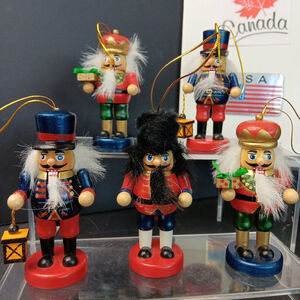 Wooden Nutcracker Christmas Ornaments Custom Set of 5, 4 Inch Tall CN